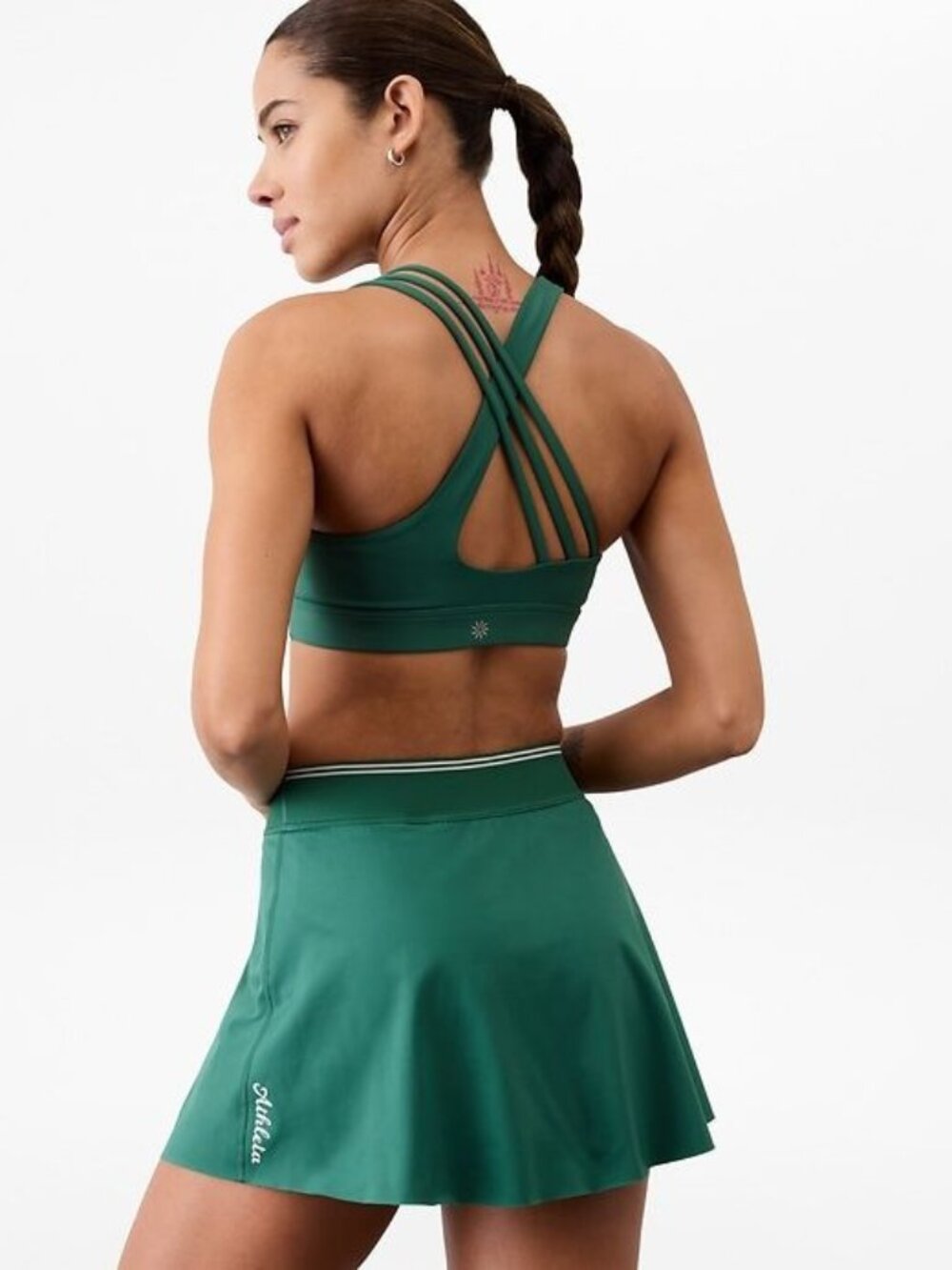 ATHLETA Trillium Green Ace Advantage Tipped 13.5" Tennis Skirt Skort, Size L
